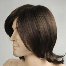 Load image into Gallery viewer, long brown layered synthetic wig for men
