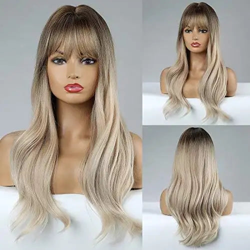 long curly heat friendly wig blonde