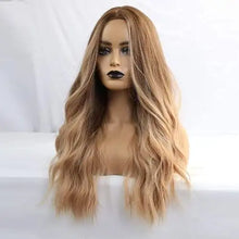 Load image into Gallery viewer, long golden brown wavy heat friendly wig
