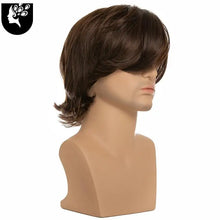 Load image into Gallery viewer, long layered mens synthetic wig with full bangs
