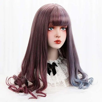long purple blue ombre lolita cosplay wig