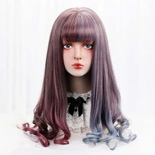 Load image into Gallery viewer, long purple blue ombre lolita cosplay wig muli color / 28inches
