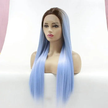 long silky straight dark rooted wig