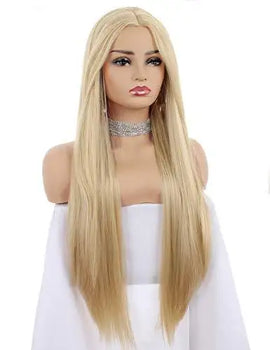 long straight blonde wig with middle part 24 inch / blonde #27/613