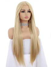 Load image into Gallery viewer, long straight blonde wig with middle part 24 inch / blonde #27/613
