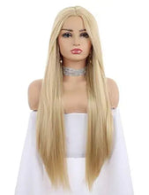 Load image into Gallery viewer, long straight blonde wig with middle part
