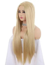 Load image into Gallery viewer, long straight blonde wig with middle part
