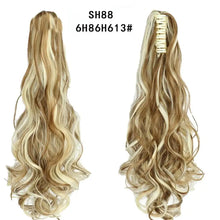 Load image into Gallery viewer, long wavy claw clip on hair extension high-temperature fiber  22 inch ombre  ponytail
