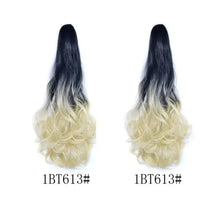 Load image into Gallery viewer, long wavy claw clip on hair extension high-temperature fiber  22 inch ombre  ponytail 1bt613
