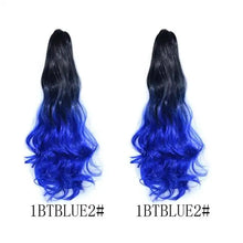 Load image into Gallery viewer, long wavy claw clip on hair extension high-temperature fiber  22 inch ombre  ponytail 1btblue2
