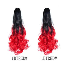 Load image into Gallery viewer, long wavy claw clip on hair extension high-temperature fiber  22 inch ombre  ponytail 1btred

