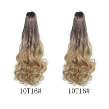 Load image into Gallery viewer, long wavy claw clip on hair extension high-temperature fiber  22 inch ombre  ponytail 10t16
