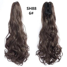 Load image into Gallery viewer, long wavy claw clip on hair extension high-temperature fiber  22 inch ombre  ponytail sh88 6
