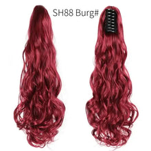 Load image into Gallery viewer, long wavy claw clip on hair extension high-temperature fiber  22 inch ombre  ponytail sh88 burg
