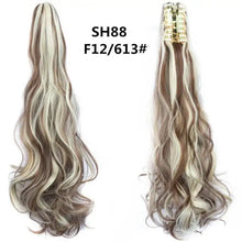 Load image into Gallery viewer, long wavy claw clip on hair extension high-temperature fiber  22 inch ombre  ponytail sh88 f12 613
