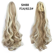 Load image into Gallery viewer, long wavy claw clip on hair extension high-temperature fiber  22 inch ombre  ponytail sh88 f14 613
