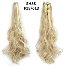 Load image into Gallery viewer, long wavy claw clip on hair extension high-temperature fiber  22 inch ombre  ponytail sh88 f18 613
