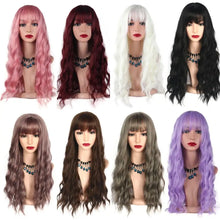 Load image into Gallery viewer, long wavy heat friendly wig with bangs
