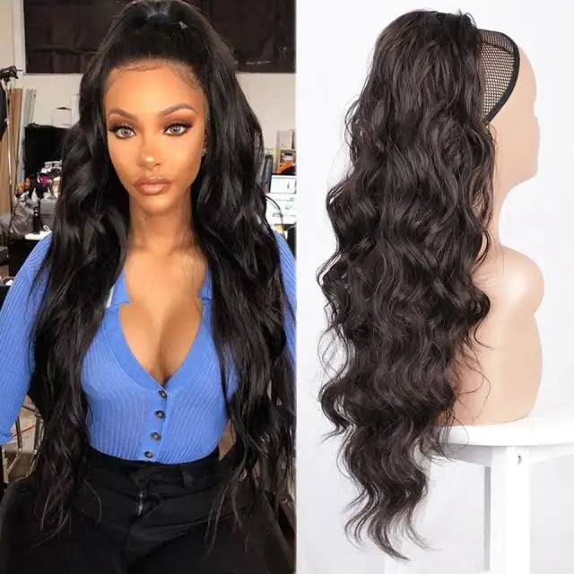 long wavy ponytail hair drawstring ponytail extension 2 / 26inches