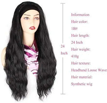 Load image into Gallery viewer, loose body wave 24inch headband wig 24inch(loose wave headband wig) / black
