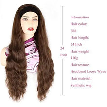 Load image into Gallery viewer, loose body wave 24inch headband wig 24inch(loose wave headband wig) / brown
