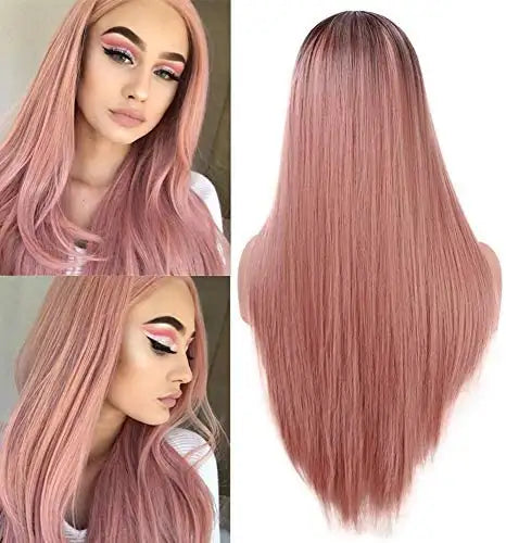 lorilee long ash pink & orange hair wig