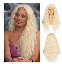 Load image into Gallery viewer, mackenna futura fiber curly heat resistant lace front wig t-613 platinum blonde / 15 / lace front 26 inches
