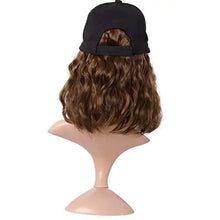Load image into Gallery viewer, medium long wavy hair with baseball cap
