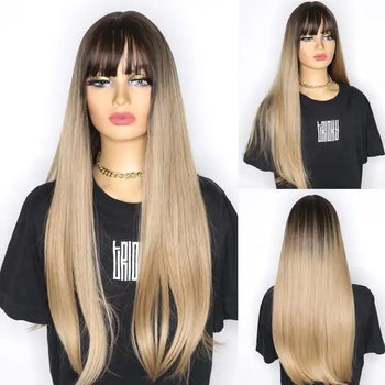 mia long rooted heat friendly wig with bangs ot30 / 150% / 26inches / cn / 1 pc