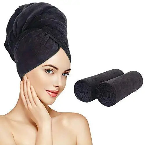 microfiber hair towel wrap 20inchx40inch / blackx2