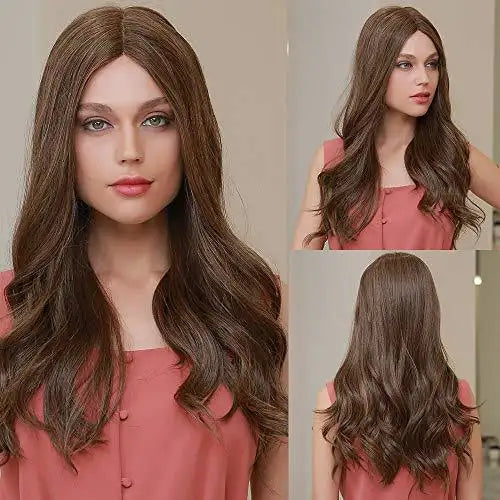 mixed brown lace front wig with center part mix brown
