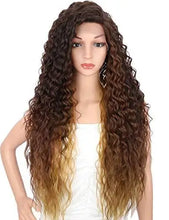 Load image into Gallery viewer, multi directional parting curly heat resistant wig ombre burgundy red
