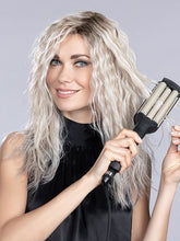 Load image into Gallery viewer, MUSIC (STYLED: WAVY) by ELLEN WILLE in METALLIC BLONDE ROOTED 60.101.51 | Pearl White, Pearl Platinum with Dark and Lightest Brown and Grey Blend with Shaded Roots
