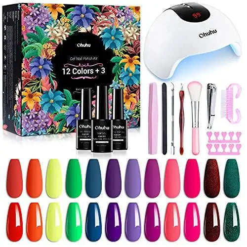 nail polish kit with 36w uv led lamp gel polish set  nail art decorations default title