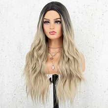 Load image into Gallery viewer, nalla  22 inch ombre blonde wig with dark roots

