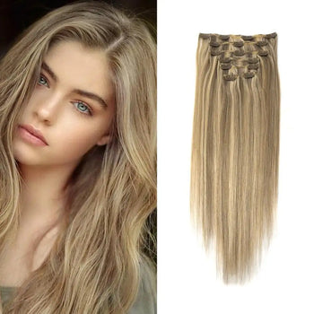 natural straight double drawn remy ombre clip in human hair extensions