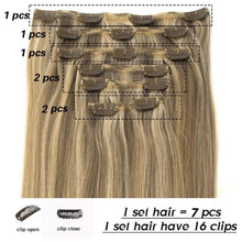 Load image into Gallery viewer, natural straight double drawn remy ombre clip in human hair extensions
