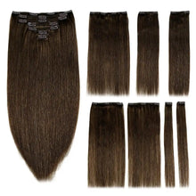 Load image into Gallery viewer, natural straight double drawn remy ombre clip in human hair extensions
