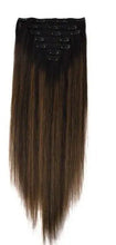Load image into Gallery viewer, natural straight double drawn remy ombre clip in human hair extensions t2-6p2 / 110g/set / &gt;=60%
