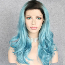 Load image into Gallery viewer, ocean - blue ombre dark rooted lace front wig
