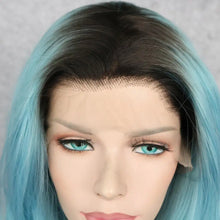 Load image into Gallery viewer, ocean - blue ombre dark rooted lace front wig
