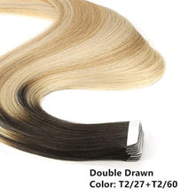 Load image into Gallery viewer, ombre baylage 10pcs remy tape in human hair extensions t2-27-t2-60 / 20 inches / 12 months / 10 pcs / &gt;=60%
