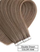Load image into Gallery viewer, ombre baylage 10pcs remy tape in human hair extensions 10a / 24 inches / 12 months / 10 pcs / &gt;=60%
