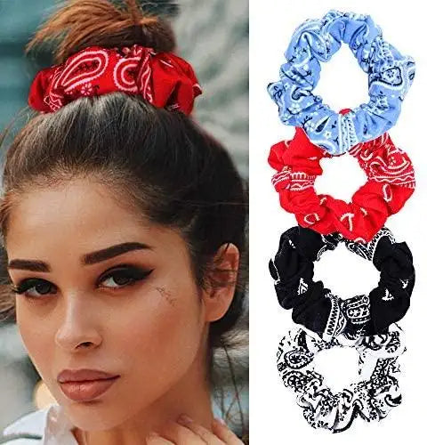 paisley printed fashion headband & hair scrunchies accessories set