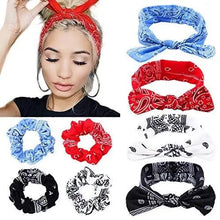 Load image into Gallery viewer, paisley printed fashion headband &amp; hair scrunchies accessories set
