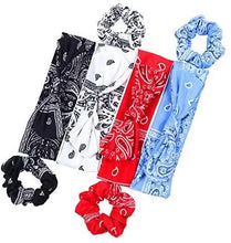 Load image into Gallery viewer, paisley printed fashion headband &amp; hair scrunchies accessories set
