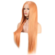Load image into Gallery viewer, peach colored silky straight lace wig with middle part
