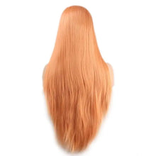 Load image into Gallery viewer, peach colored silky straight lace wig with middle part
