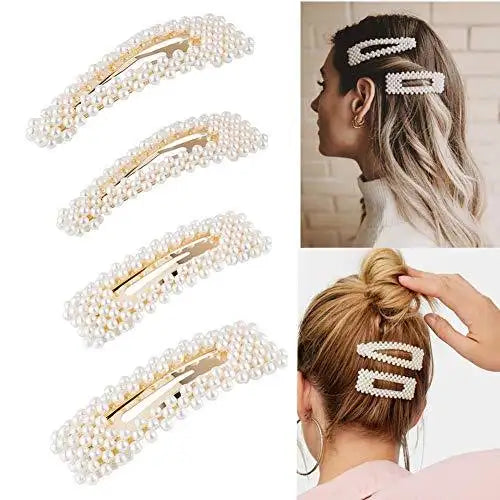 pearl barrettes hair accessories set a