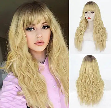 penelope transitional dark root to light blonde long heat resistant hair wig